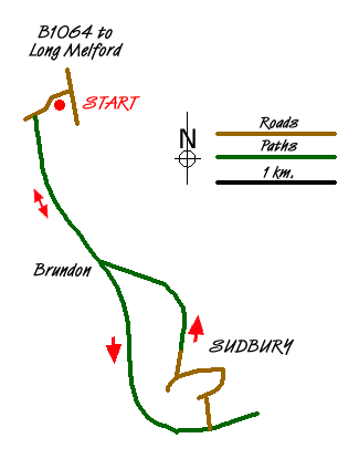 Route Map - Sudbury circular from Long Melford Walk