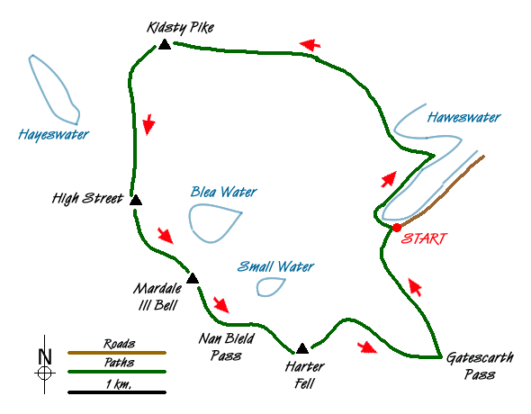 Route Map - Mardale Head horseshoe Walk
