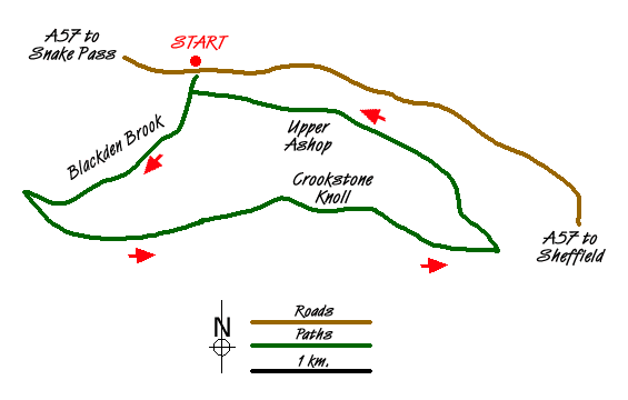 Route Map - Blackden Brook, Kinder & Upper Ashop Walk