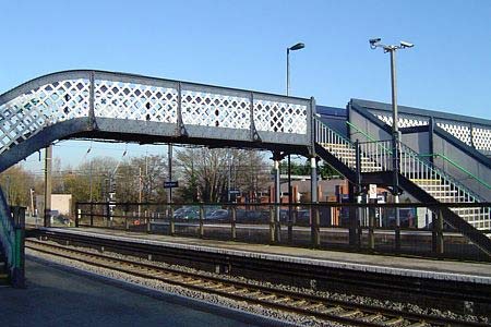 Iron footbridge over railway at Barnt Green station