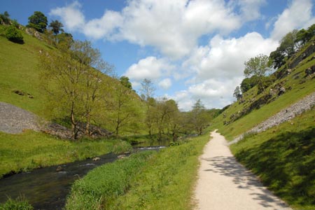 Easy walking in Wolfscote Dale beside the River Dove
