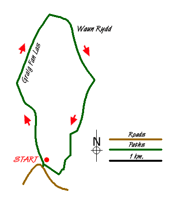 Route Map - Waun Rydd
 Walk