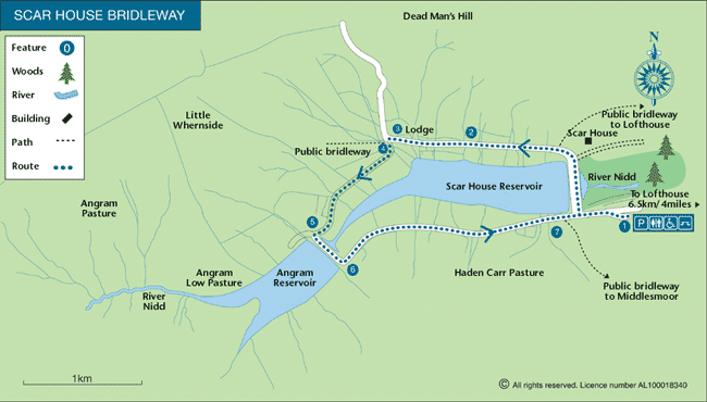 Route Map - Scar House & Angram Reservoirs Walk