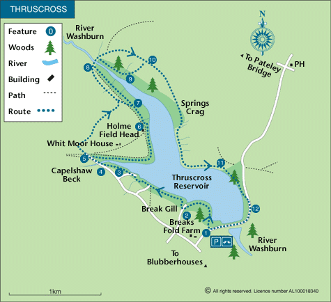 Route Map - Thruscross Reservoir Walk