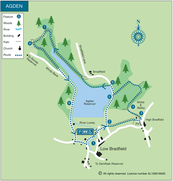 Route Map - Low Bradwell & Agden Reservoir Walk
