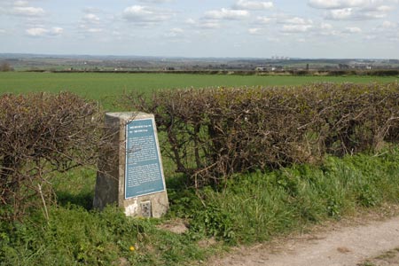 Trig point and commemorative plaque near Ticknall