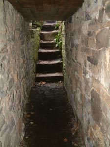 Underground path via tunnel under house

