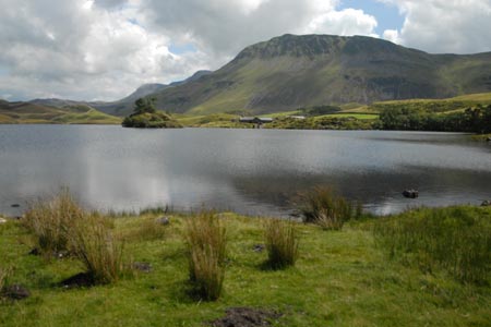 The lower Cregennen Lake with Cadair Idris range behind
