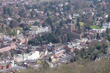 Superb views of Great Malvern from North Hill