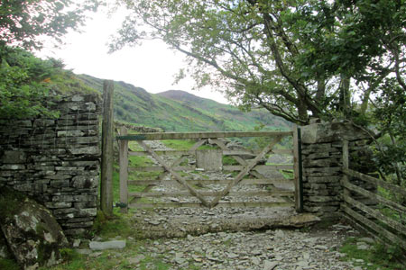 Wooden gate on a path up Lingmoor Fell

