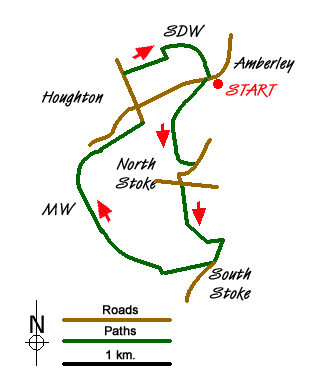 Route Map - The River Arun & South Stoke Walk