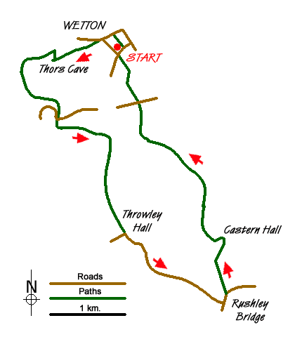 Route Map - The Manifold Valley from Wetton
 Walk