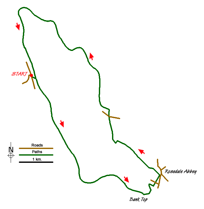Route Map - Rosedale Valley circular from Little Blakey
 Walk