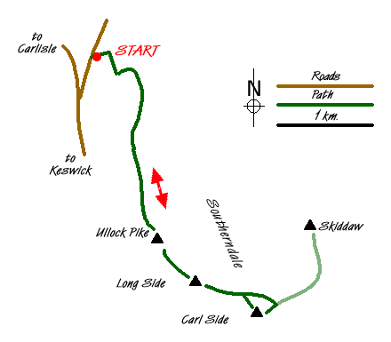 Route Map - Ullock Pike, Long Side and Carl Side Walk