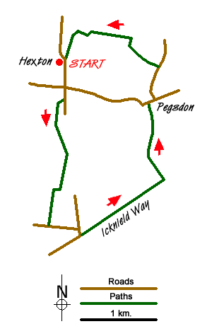 Route Map - Telegraph Hill & Pegsdon from Hexton
 Walk