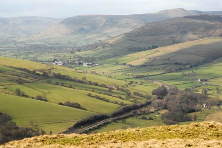 Edale and Kinder Scout seen from near Wooler Knoll