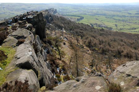 Looking southeast along the crags of the Roaches