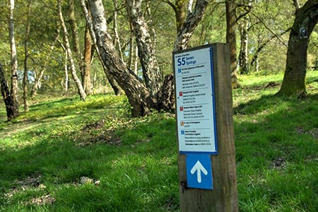 Sign showing start of Abraham's Valley walk from Severn Springs, Cannock Chase
