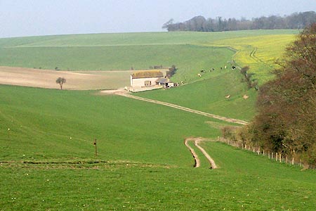 Near Falmer, a farmhouse on the lower slopes of the downs
