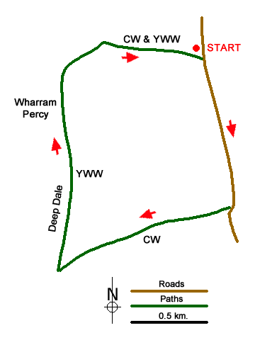Route Map - The deserted village of Wharram St Percy
 Walk