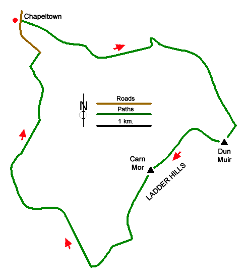 Route Map - Ladder Hills Circular Walk