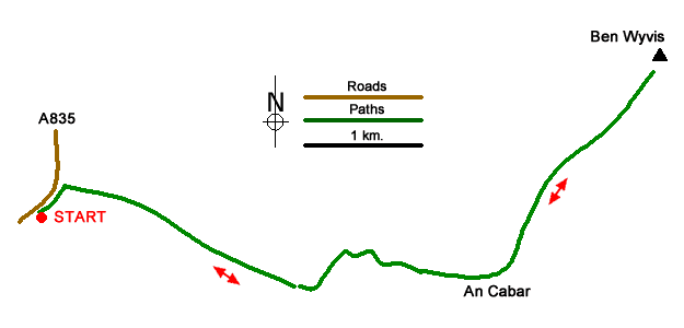 Route Map - Ben Wyvis (western approach) Walk