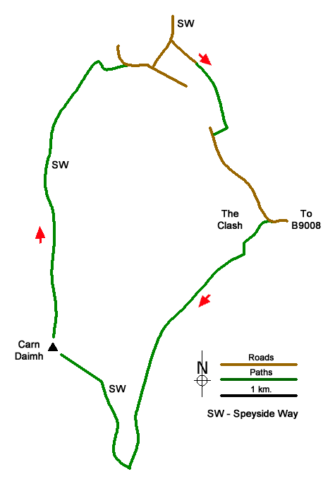 Route Map - Carn Daimh from Glenlivet Walk