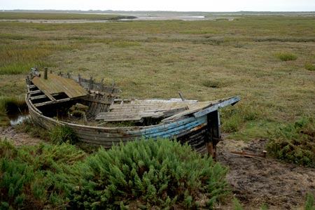 An abandoned boat on the salt marsh near Blakeney