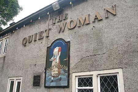 The Quiet Woman pub and its unusual sign