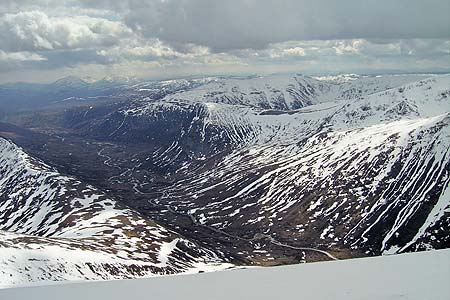 The superb view south from the summit of Ben Macdui