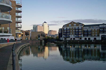 East across the Limehouse Basin to the Limehouse Cut
