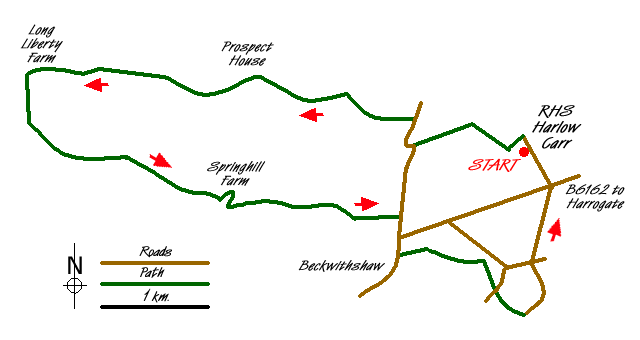 Route Map - West of Harrogate without a car Walk