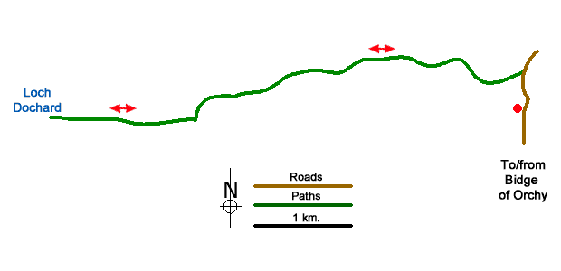 Route Map - Loch Dochard (near Bridge of Orchy) Walk