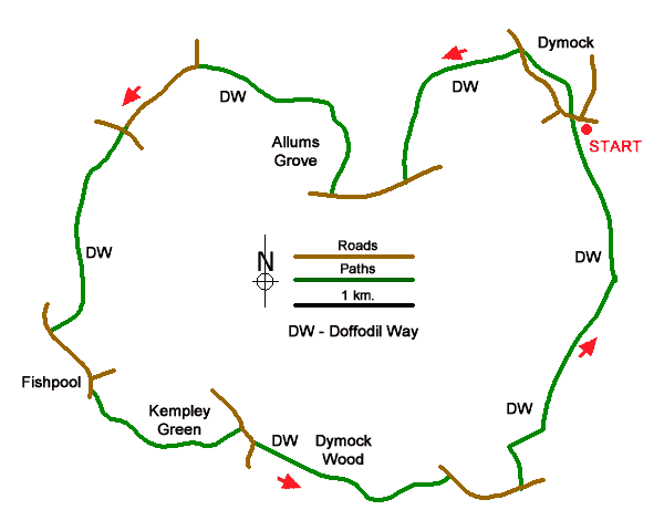 Route Map - Dymock Daffodil Walk Walk