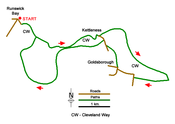 Route Map - Runswick Bay & Kettleness Walk