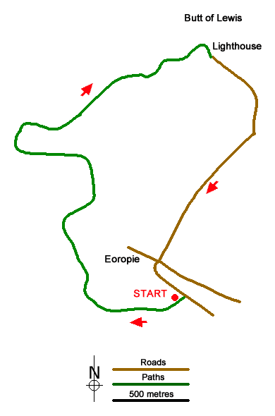 Route Map - The Butt of Lewis from Eoropie Walk