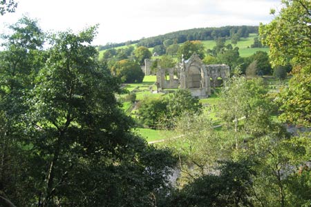 View of ruined Bolton Abbey