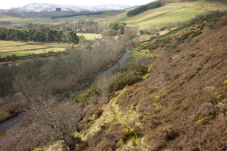 The path from Yarrow to Deuchar Hill