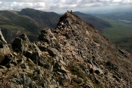 View along Crib Goch with traverse almost complete