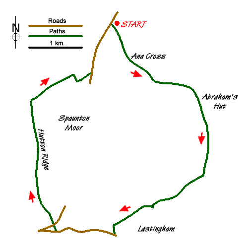 Route Map - Spaunton Moor from Chimney Bank
 Walk