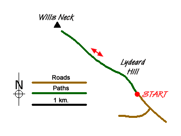 Route Map - Lydeard Hill to Wills Neck
 Walk