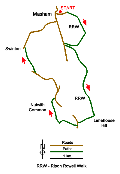 Route Map - River Ure & Nutwith Common from Masham
 Walk