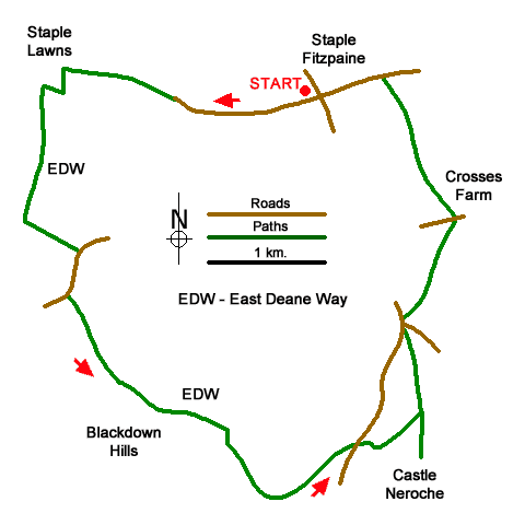 Route Map - Blackdown Hills & Castle Neroche Walk