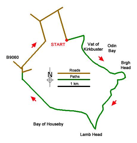 Route Map - Vat of Kirkbuster & Bay of Houseby Walk