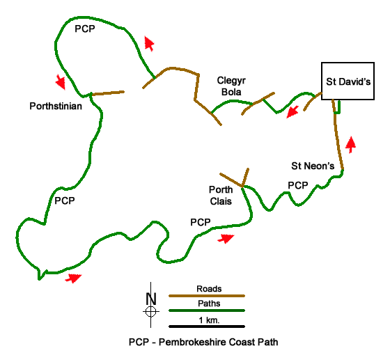 Route Map - St. David's & Coast Path Circular Walk