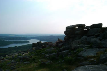 Burrator Reservoir seen from the base of Leather Tor