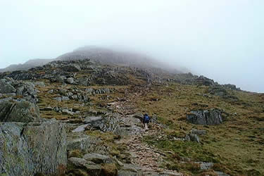 Wetherlam is reached from Birkfell Hause by Wetherlam Edge