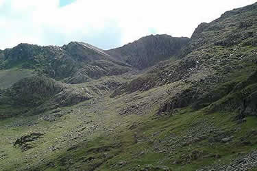 Bowfell seen from packhorse route by Rosset Gill