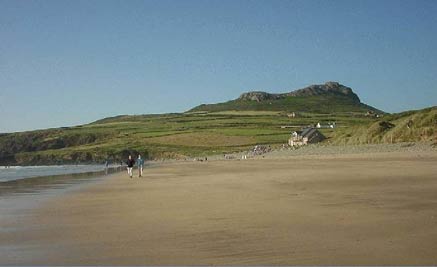 Whitesands Bay with Carn Llidi rising over the landscape