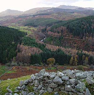 View of Lliw valley from summit of Castell Carndochan